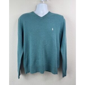 Polo Ralph Lauren 100% Lambswool Sweater Men's L Teal Green Italian Yarn Preppy